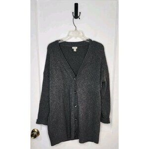 LL Bean Women's Essential Sweater Cocoon Cardigan Button Up Gray Size XL Pet